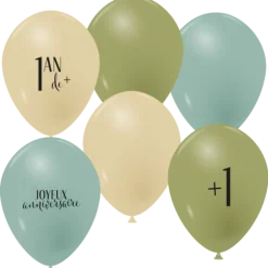 6 ballons en latex pour anniversaire - 1 an de + - Diamètre 30 cm - Modèle au choix