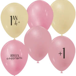 6 ballons en latex pour anniversaire - 1 an de + - Diamètre 30 cm - Modèle au choix