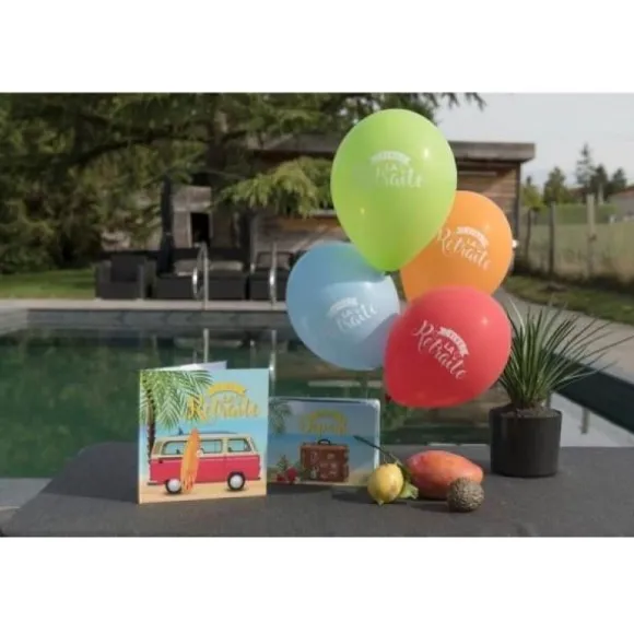 8 Ballons en latex - Retraite Tropicale - 23 cm
