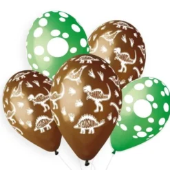 5 Ballons imprimés Dinosaures - 33 cm