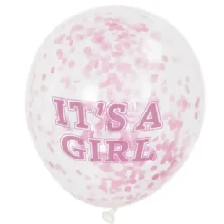 6 Ballons "It's a girl" à confettis