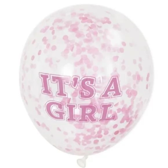 6 Ballons "It's a girl" à confettis