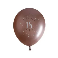 6 Ballons Métalliques - Joyeux Anniversaire Etincelant - Rose Gold - Age au Choix