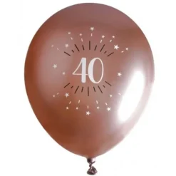 6 Ballons Métalliques - Joyeux Anniversaire Etincelant - Rose Gold - Age au Choix