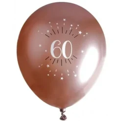 6 Ballons Métalliques - Joyeux Anniversaire Etincelant - Rose Gold - Age au Choix