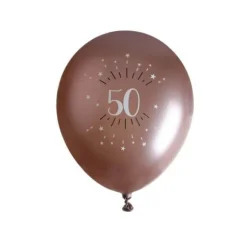 6 Ballons Métalliques - Joyeux Anniversaire Etincelant - Rose Gold - Age au Choix