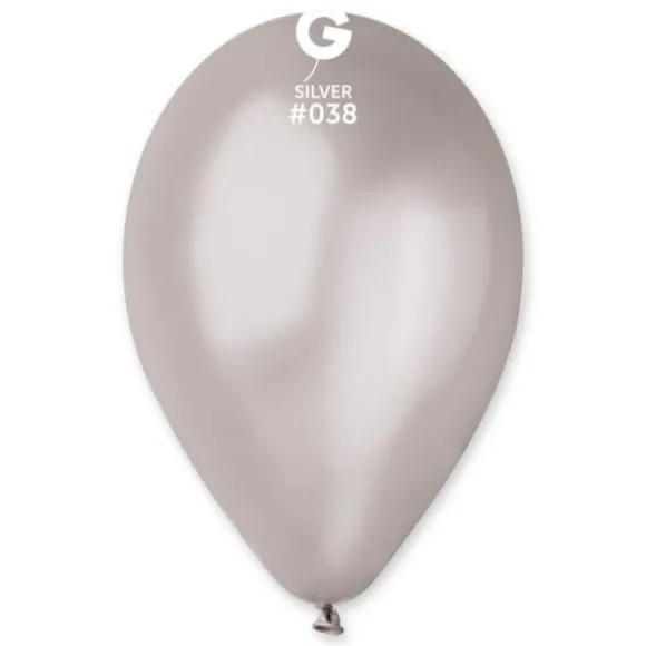 10 Ballons Métallisés Argent - 30 cm