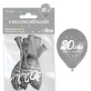 6 ballons métallisés argentés en latex pour anniversaire - Diamètre 30 cm - Âge au choix