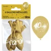 6 ballons métallisés dorés en latex pour anniversaire - Diamètre 30 cm - Âge au choix