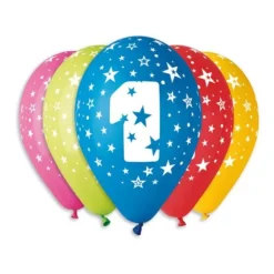 10 Ballons multicolores - 30 cm - Chiffre 1