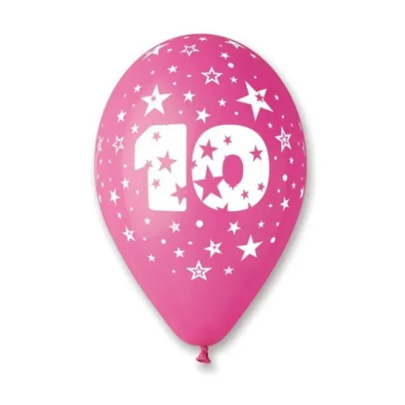 10 Ballons multicolores - 30 cm - Nombre 10