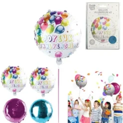 2 Ballons ronds Anniversaire - 45 cm - Couleur au Choix