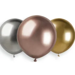 3 ballons Shiny Assortis - Argent, Or & Rose Gold - 48 cm