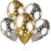 5 Ballons Shiny imprimés Etoiles - 33 cm