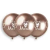 3 ballons Shiny Rose Gold imprimés " Vive les mariés " - 48 cm