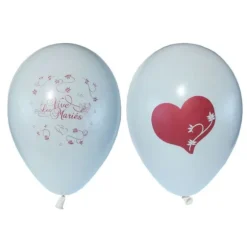 10 Ballons Vive les Mariés Blanc  à personnaliser