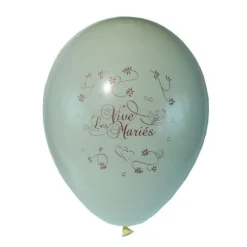 10 Ballons Vive les Mariés Couleur Ivoire