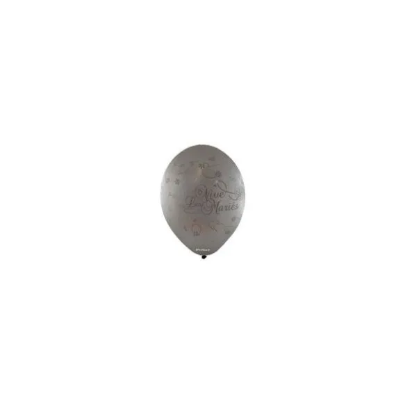10 Ballons Vive les Mariés Couleur Argent