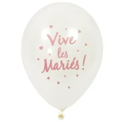 6 Ballons "Vive les Mariés" - Rose Gold