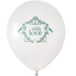 8 Ballons "With Love" Vintage Verts