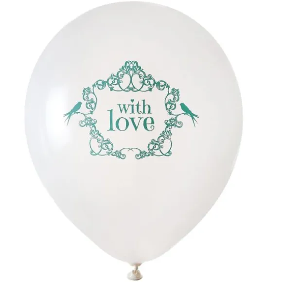 8 Ballons "With Love" Vintage Verts