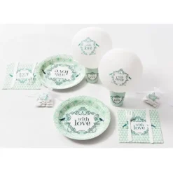 8 Ballons "With Love" Vintage Verts