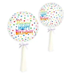 Ballon transparent en aluminium pour anniversaire - Happy Birthday - 35 cm