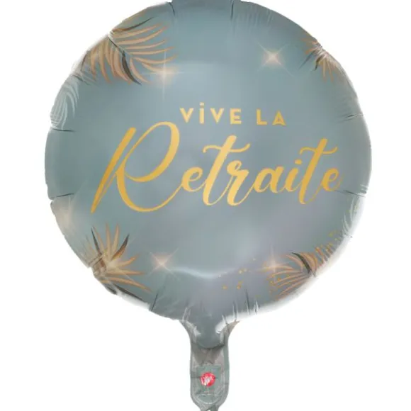 Ballon "Vive la Retraite" en aluminium arrondi - Diamètre 45 cm - Collection Retraite Dorée - Couleur au choix