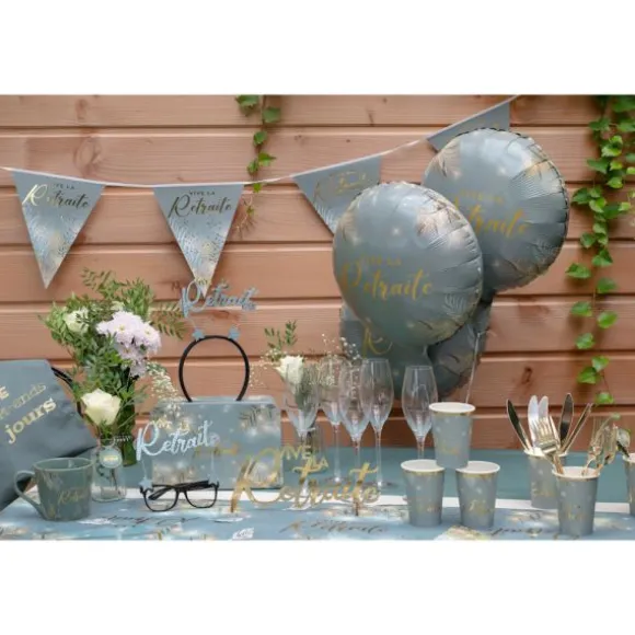 Ballon "Vive la Retraite" en aluminium arrondi - Diamètre 45 cm - Collection Retraite Dorée - Couleur au choix