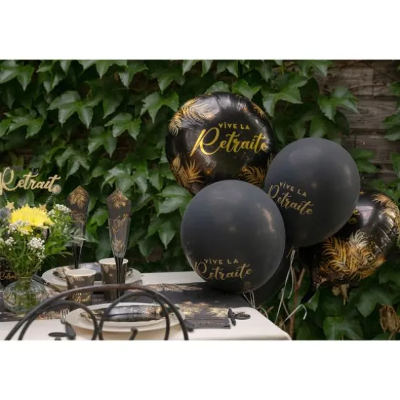 Ballon "Vive la Retraite" en aluminium arrondi - Diamètre 45 cm - Collection Retraite Dorée - Couleur au choix