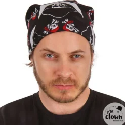 Bandana noir de pirate avec têtes de mort