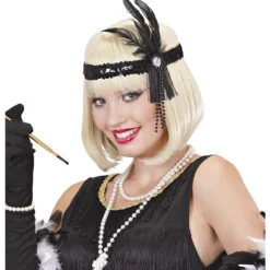 Bandeau Charleston Sequins et Plumes - Noir