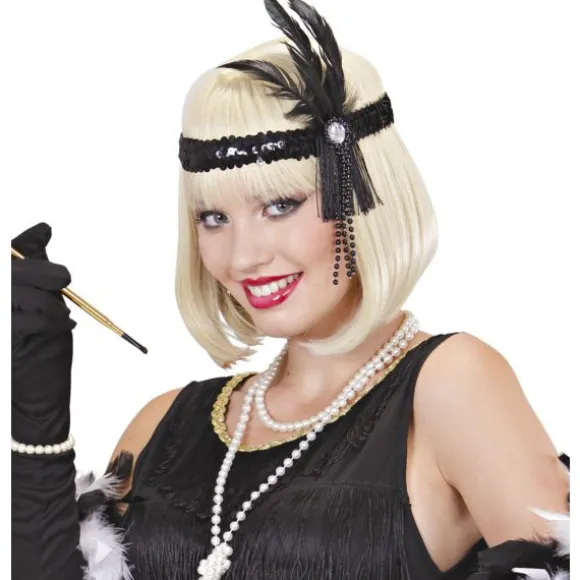 Bandeau Charleston Sequins et Plumes - Noir