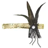 Bandeau à Sequins Or - Plumes Noires