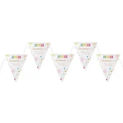 Banderole de 7 fanions "Joyeux Anniversaire" - 3 m - Collection Festicolor - Couleur au choix