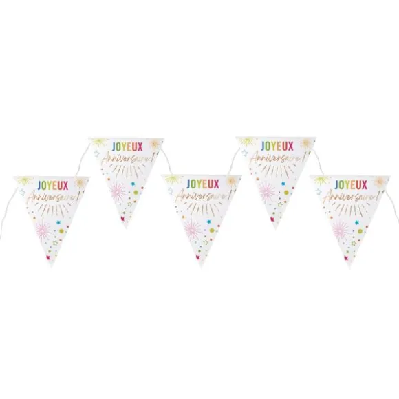 Banderole de 7 fanions "Joyeux Anniversaire" - 3 m - Collection Festicolor - Couleur au choix