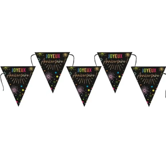 Banderole de 7 fanions "Joyeux Anniversaire" - 3 m - Collection Festicolor - Couleur au choix