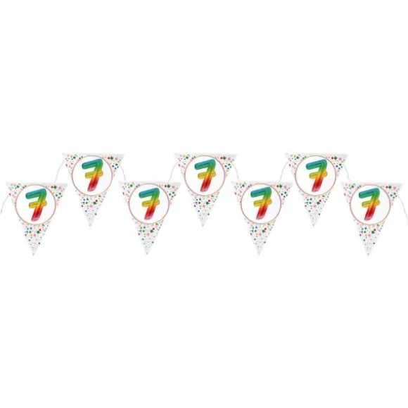 Banderole de 7 fanions pour anniversaire - 3 m - Collection Anni' Festy - Âge au choix
