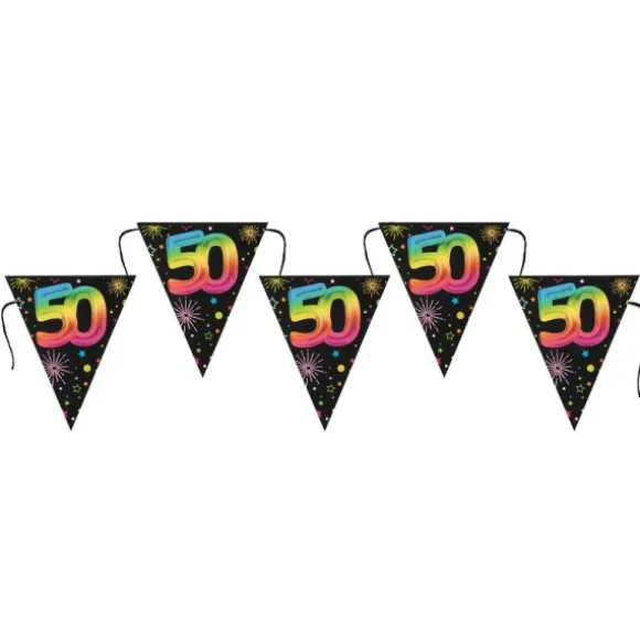 Banderole de 7 fanions pour anniversaire - 3 m - Collection Festicolor - Âge au choix