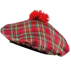 Beret Ecossais Tartan Rouge