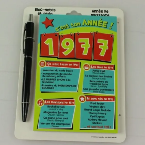 Bloc-notes et Stylo Année de naissance 1956