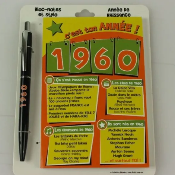 Bloc-notes et Stylo Année de naissance 1949