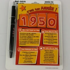 Bloc-notes et Stylo Année de naissance 1950