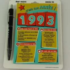 Bloc-notes et Stylo Année de naissance 1993