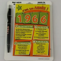 Bloc-notes et Stylo Année de naissance 1966