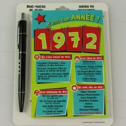 Bloc-notes et Stylo Année de naissance 1972