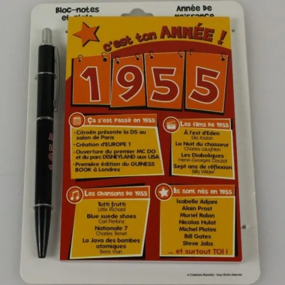 Bloc-notes et Stylo Année de naissance 1955