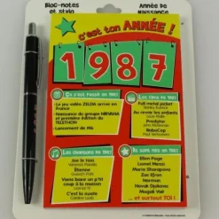 Bloc-notes et Stylo Année de naissance 1987