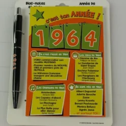 Bloc-notes et Stylo Année de naissance 1964