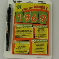 Bloc-notes et Stylo Année de naissance 1969